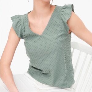 J. Crew Clip-dot Flutter Sleeve Blouse